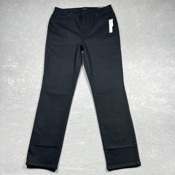 Talbots Straight Leg Black Denim Jeans Womens Size 10P Straight Leg High Waist - Picture 1 of 13
